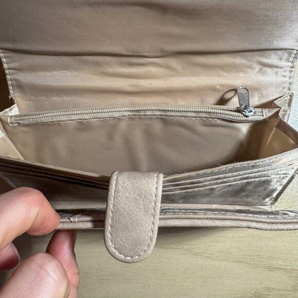 Chic Vintage Look Buckle Detail Wallet | Dusty Rose / Taupe Multi-Slot Clutch - Picture 5 of 5